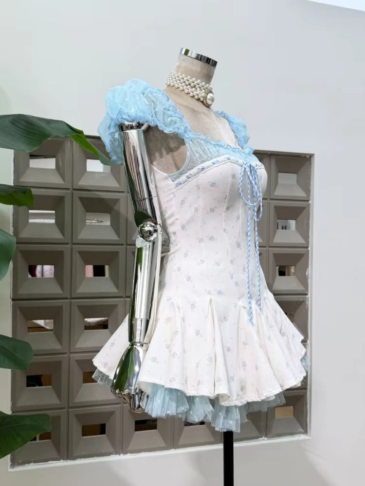 Luxurious Puff Short Sleeves Mini Dress