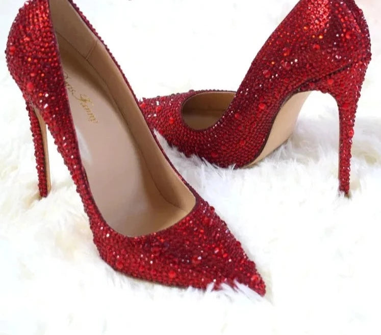 Red Crystals Stiletto High Heels