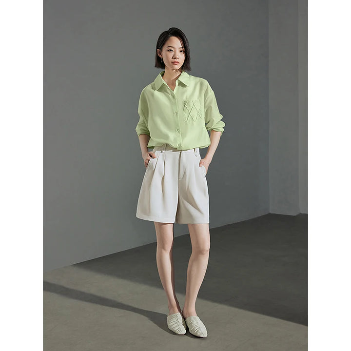 Lyocell Ice Silk Pocket Blouse