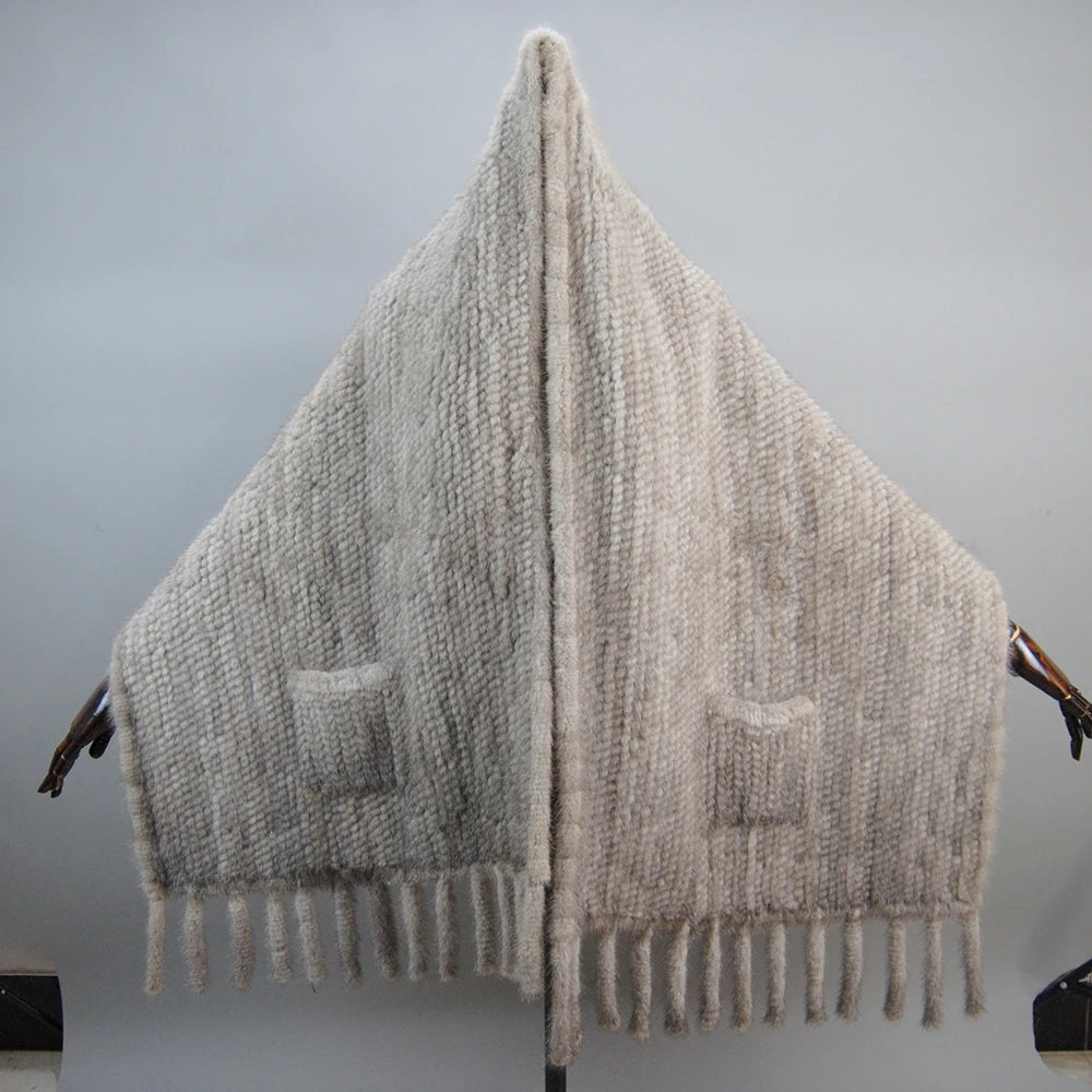 Refined Knitted Mink Fur Shawl