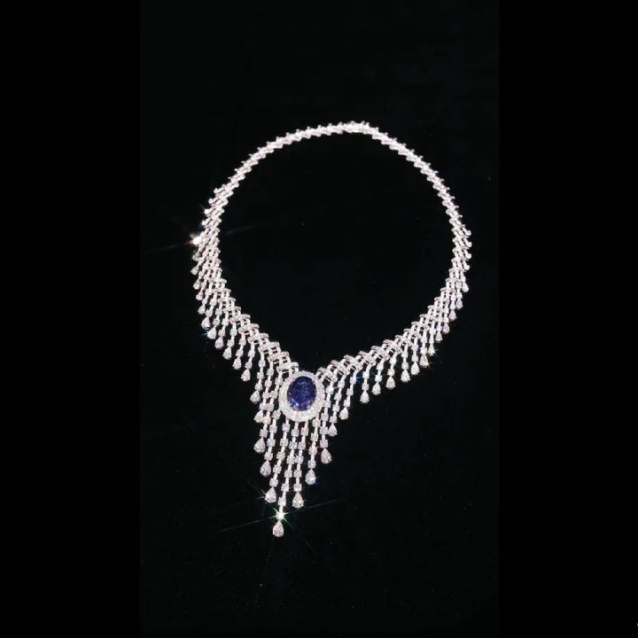 Lovely Tassel Oval Shape Zircon Necklace