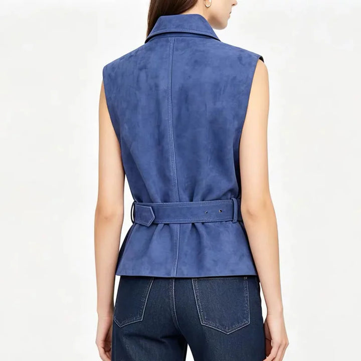 Prussian Blue suede leather women&