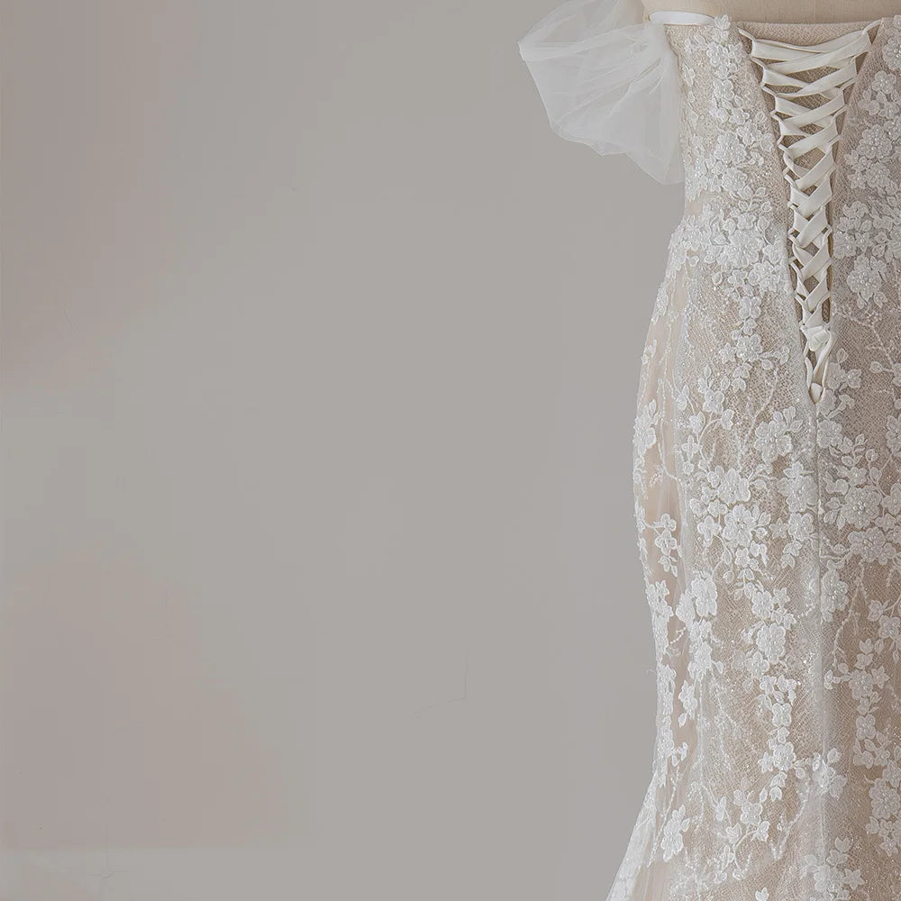 Regal Scoop Lace-Up Bridal Gown