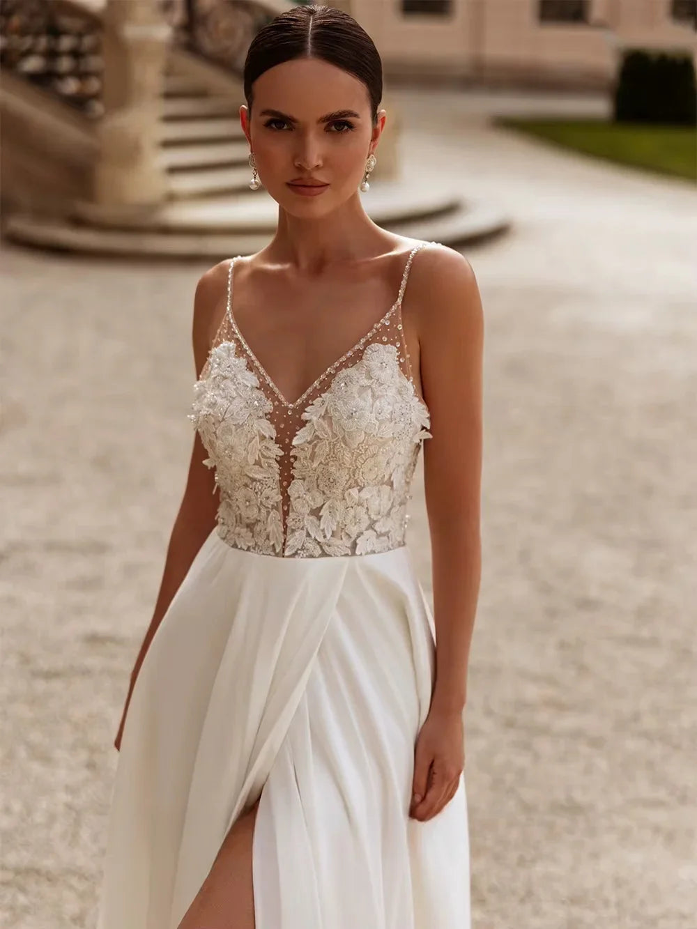 Breathtaking Chiffon Split Bridal Gown