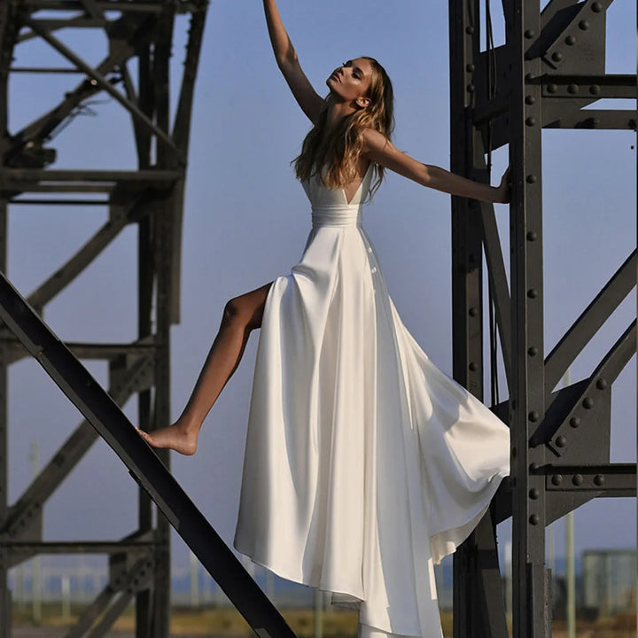 Elegant Side Slit Bridal Dress