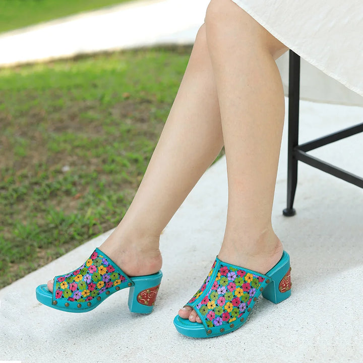 Elegant Hand-Painted Leather Sandals