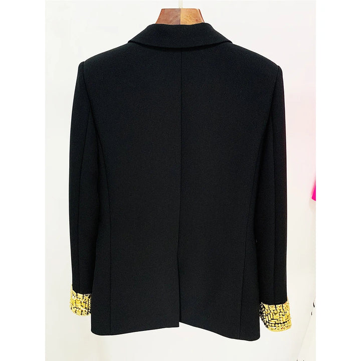 Beading Sleeve Single Button Blazer