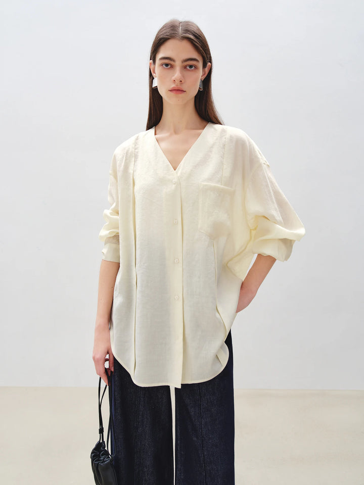 Comfortable V-Neck Linen Shirt