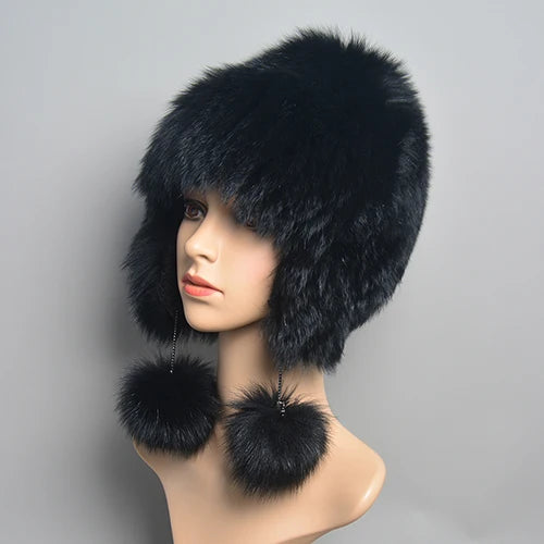 Lovely Real Fur Beanie Cap