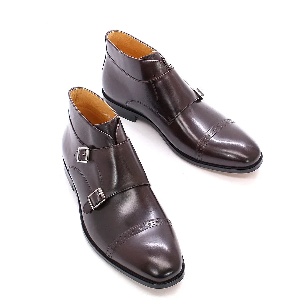Premium Double Monk Straps Leather Boots