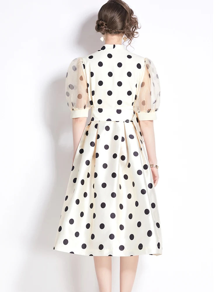 French Polka Dot A-Line Dress