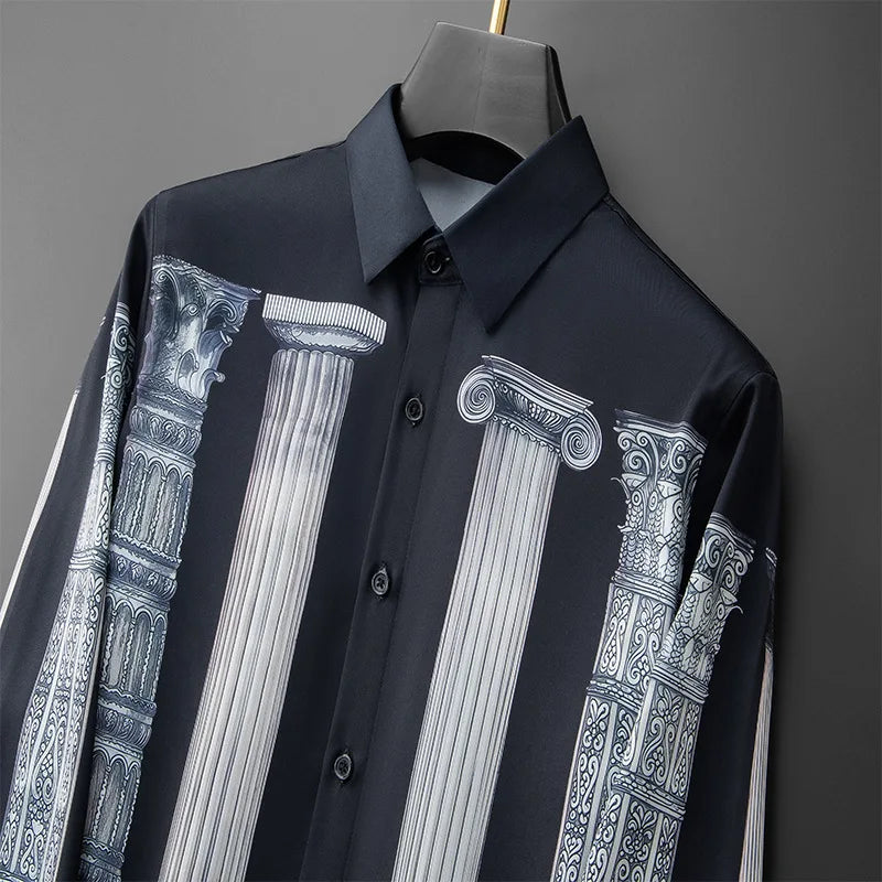 Refined Pillar Print Slim Fit Shirt