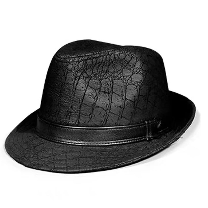 Stylish Black Geometry Real Leather Hat