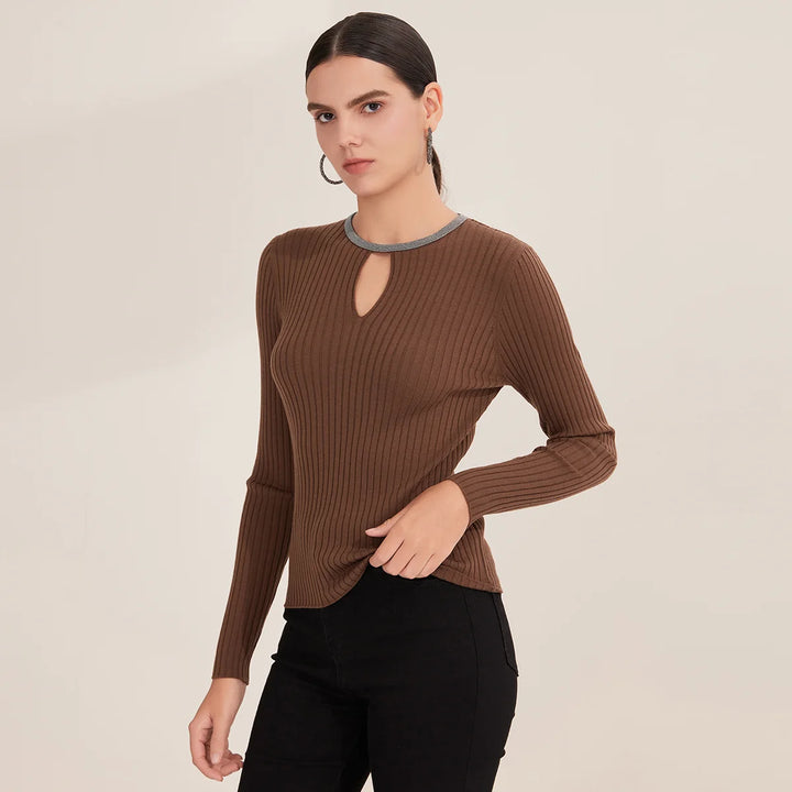 Luxurious Wool Ribbed Long Sleeve Jumper