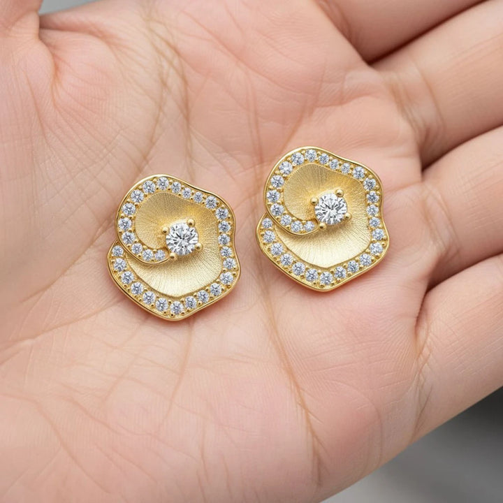 Elegant Diamond Flower Stud Earrings