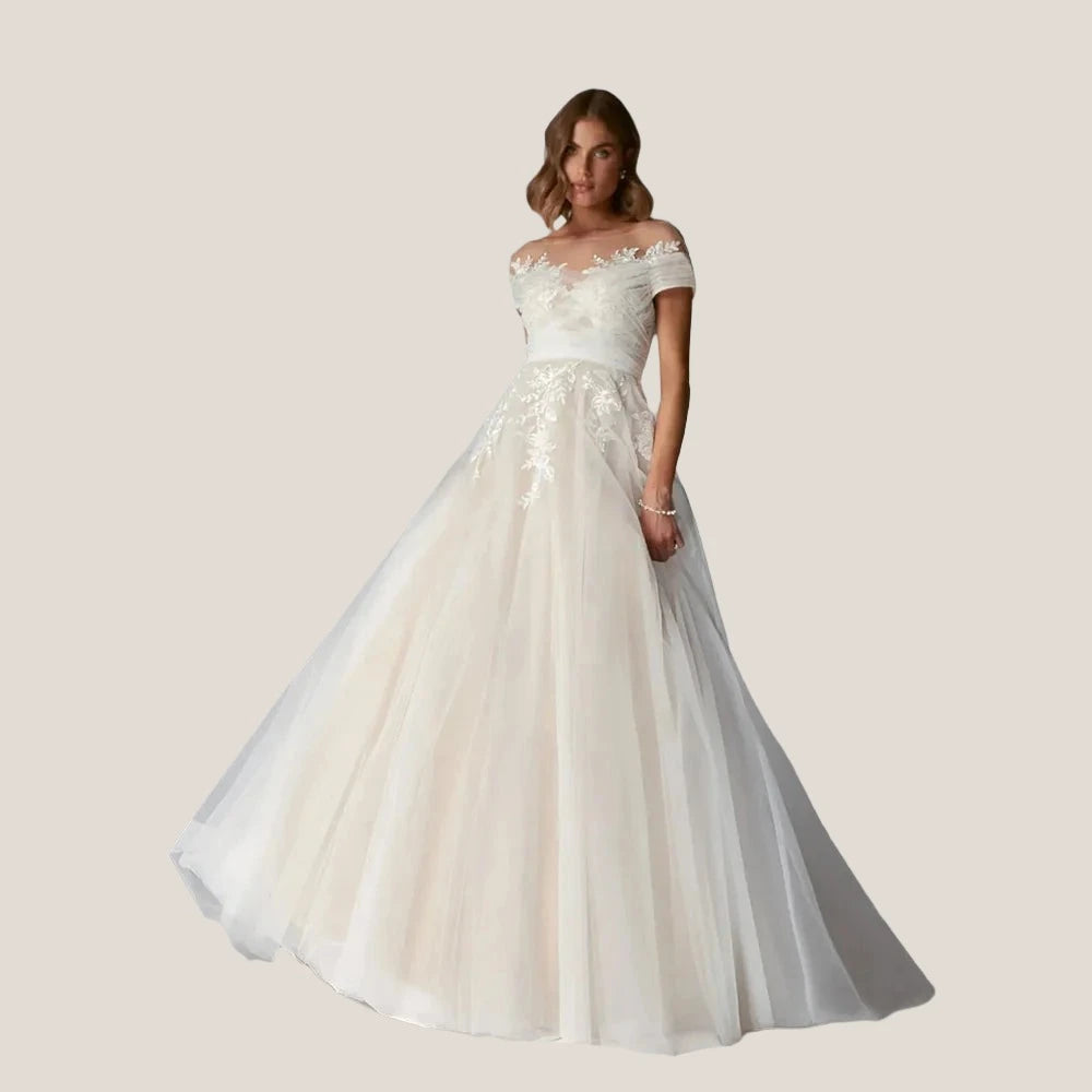 Graceful Cap Sleeves Bridal Dress