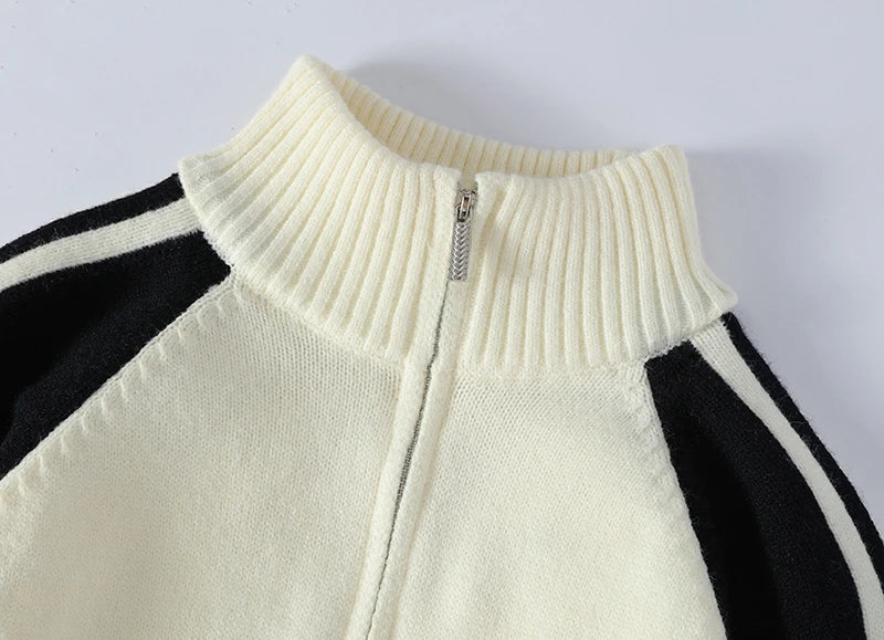 Zipper Turtleneck Pullover Sweater