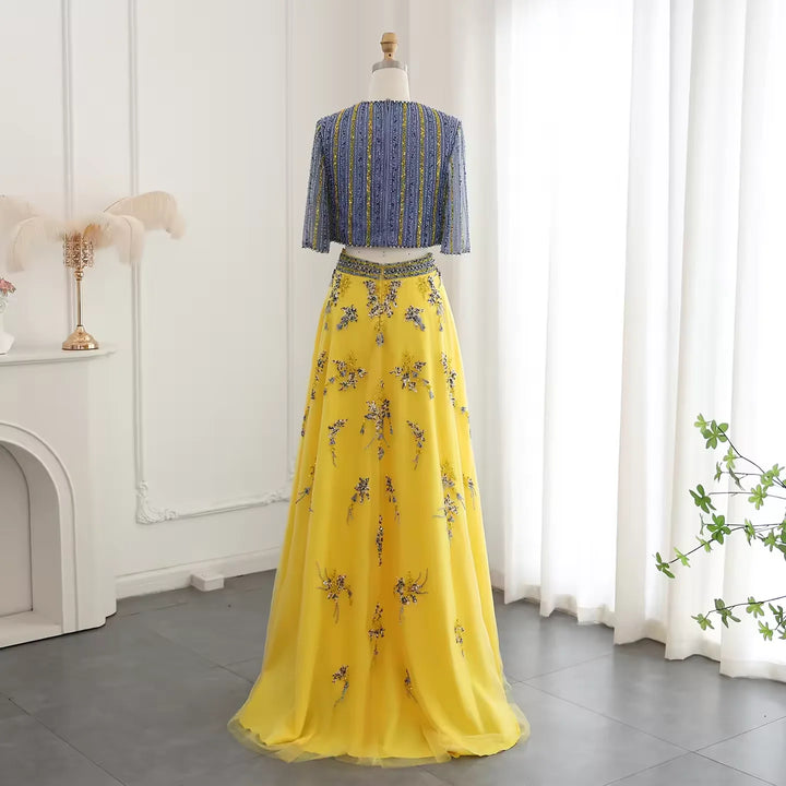 Luxurious A-Line Beaded Evening Party Gown