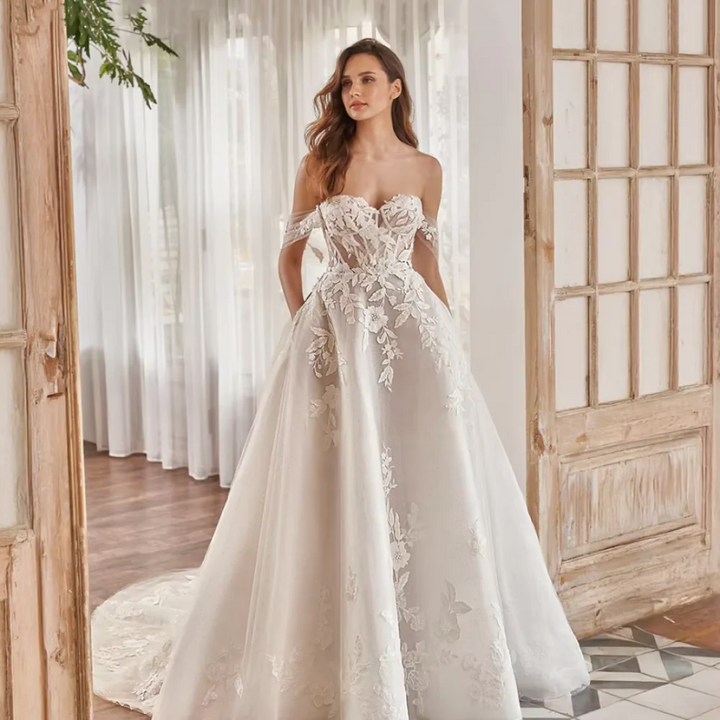 Embellished See-Through Wedding Dress