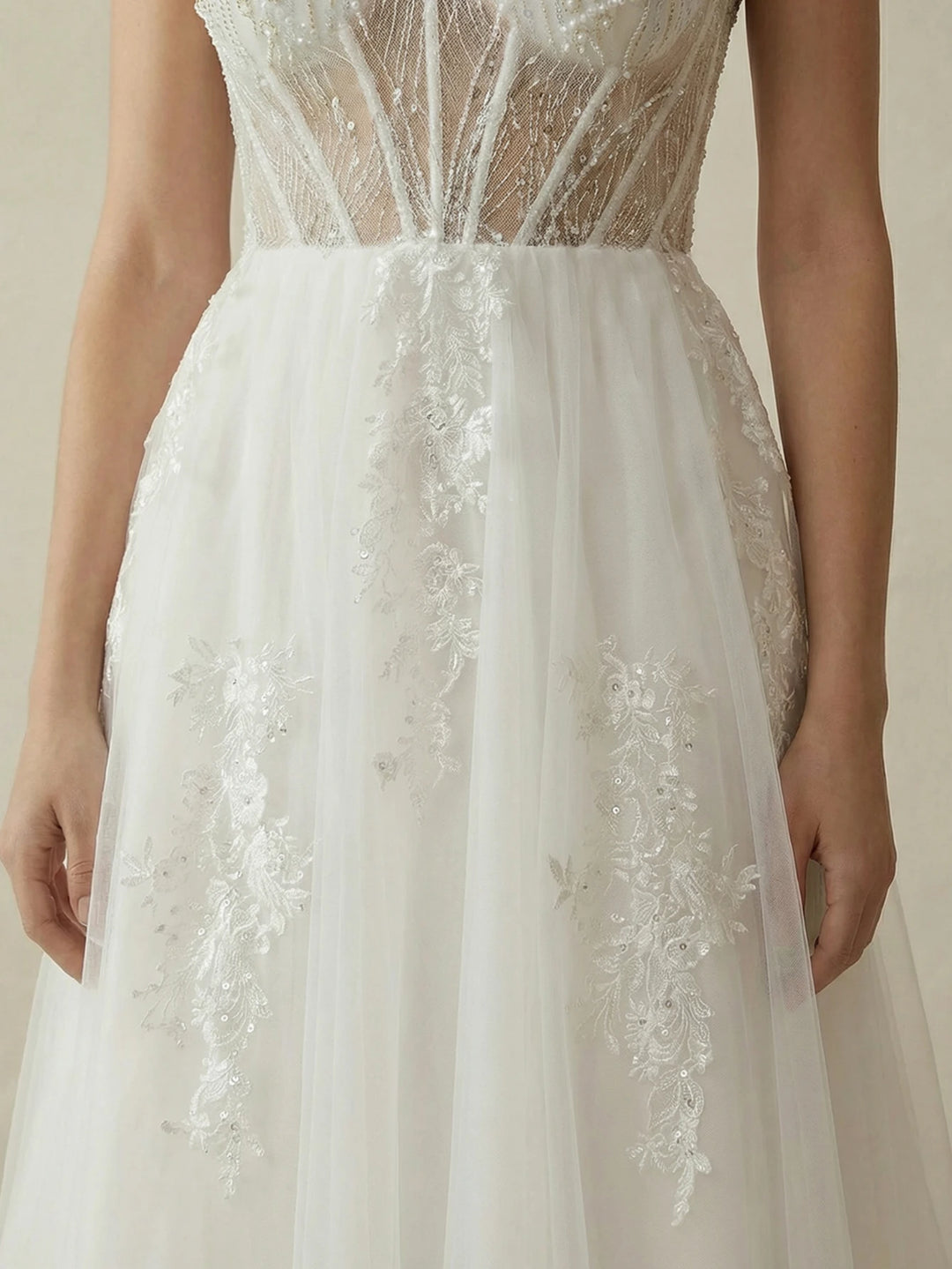 Regal Mesh Embroidered Wedding Gown