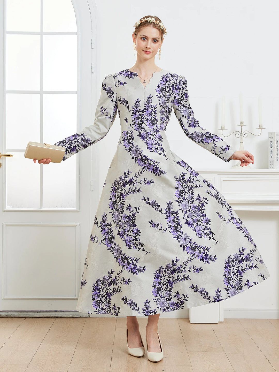 Gorgeous Jacquard Floral Maxi Dress