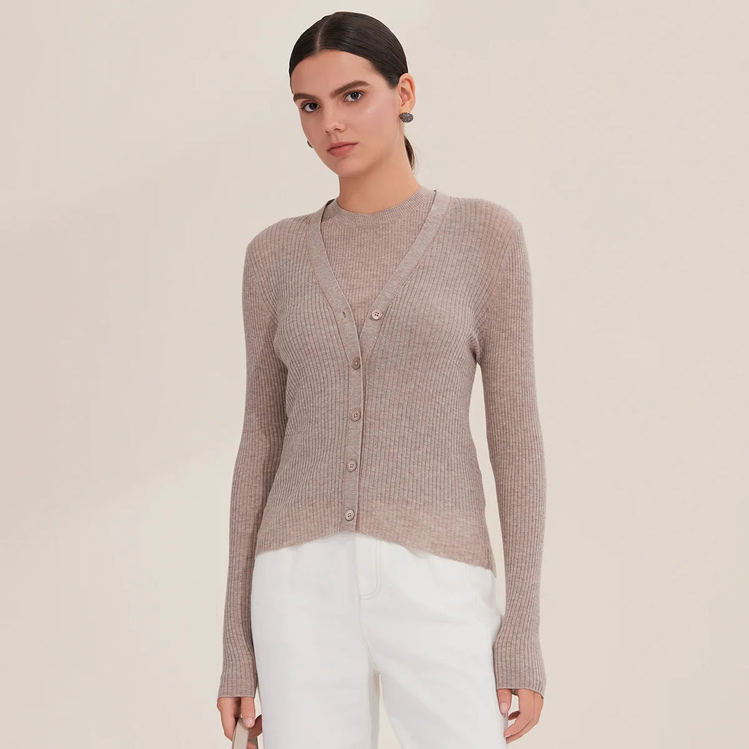 Stylish Ribbed Button-Front Cardigan