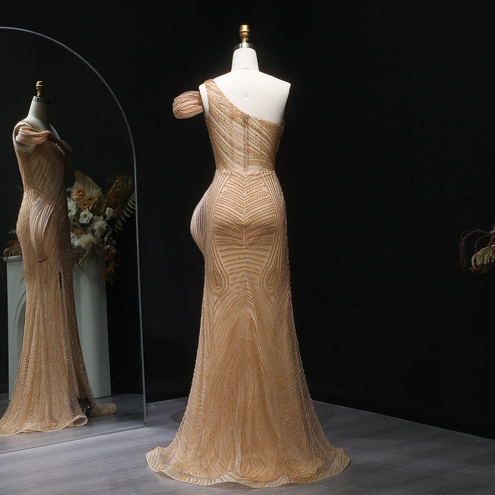 Luxury Caramel Mermaid Arabic Evening Dress