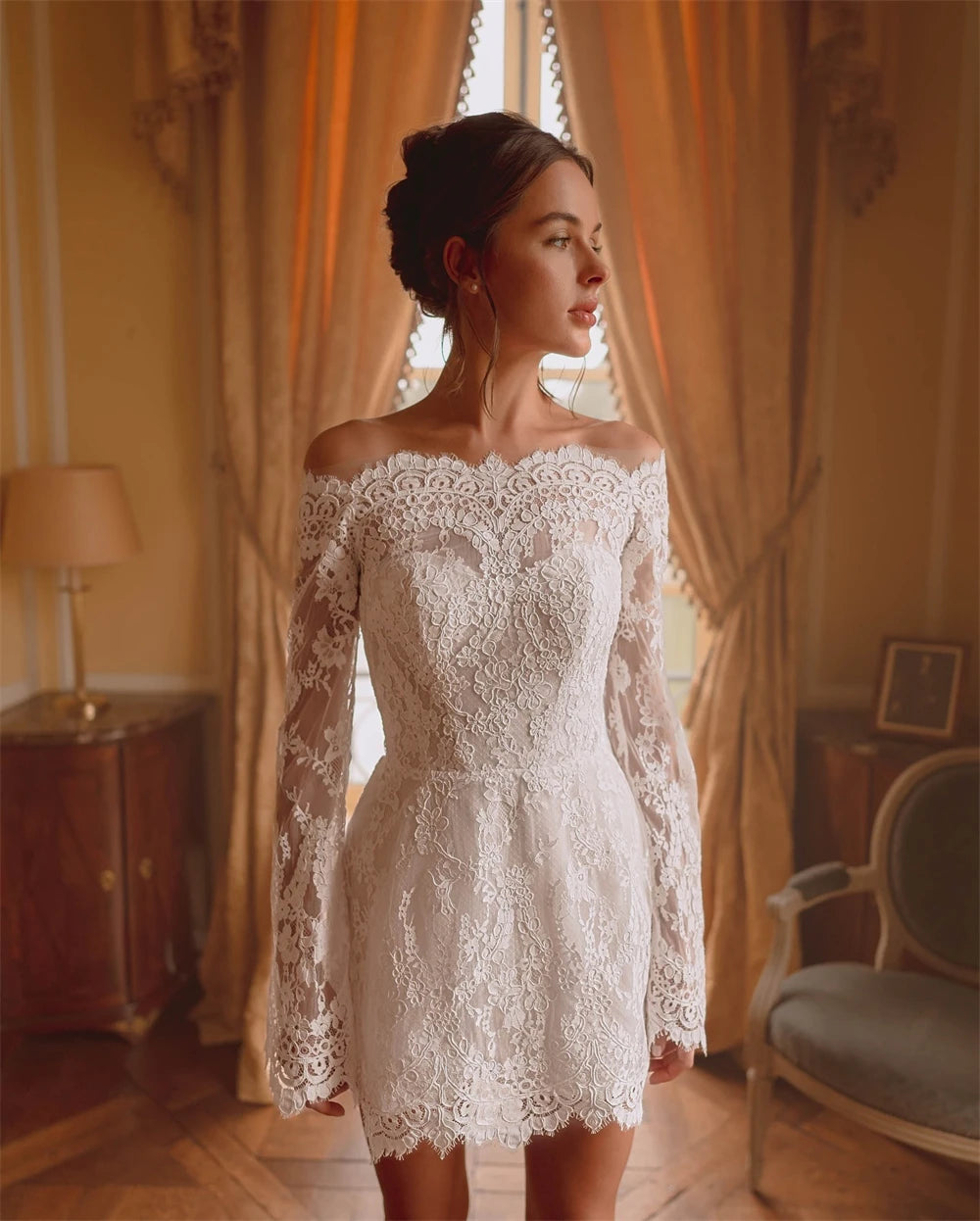 Exquisite Flower Embroidery Illusion Prom Dress
