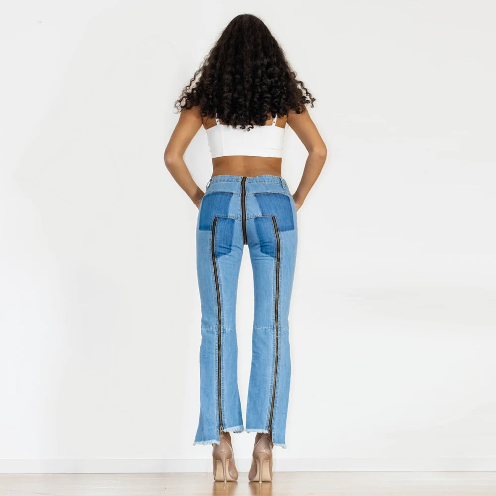 Trendy Front-to-Back Zipper Jeans