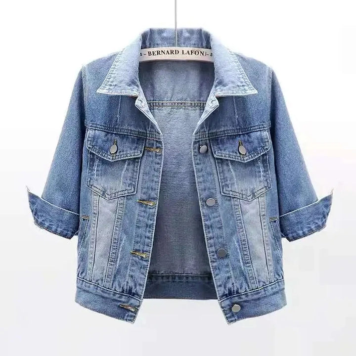 Classic Three Quarter Sleeves Jean Jacket