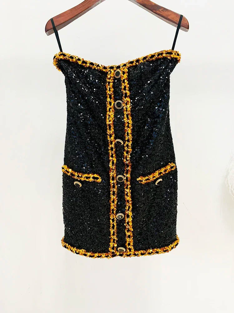 Sequined Gold Chains Dress