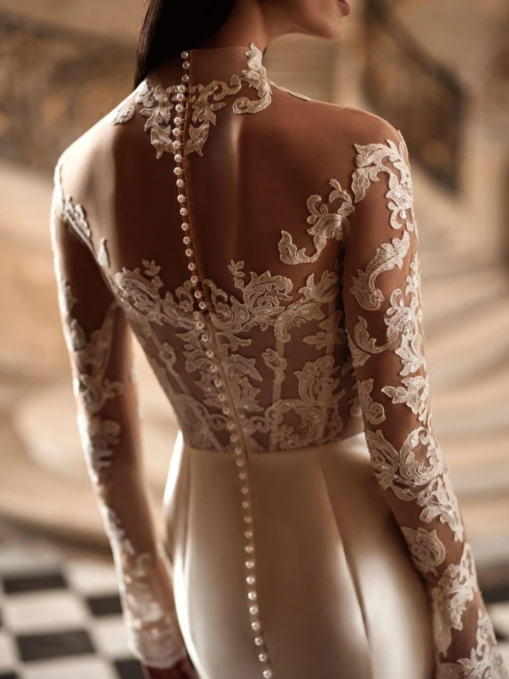 Vogue Lace High Neck Dreamy Bridal Dress