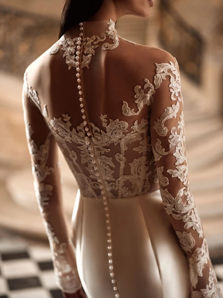 Vogue Lace High Neck Dreamy Bridal Dress