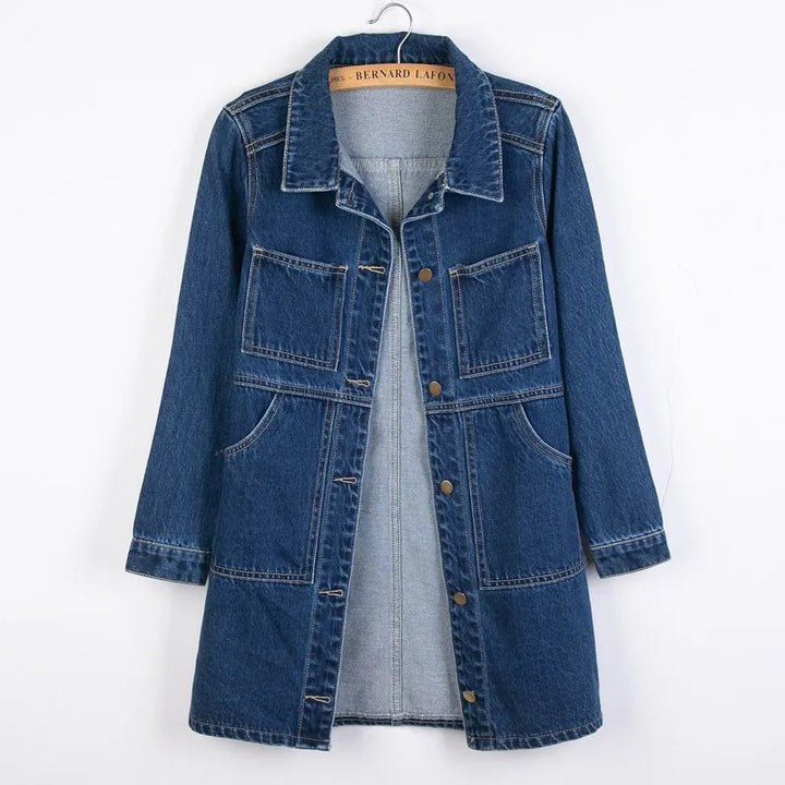 Regal Mid-Length Denim Jeans Coat