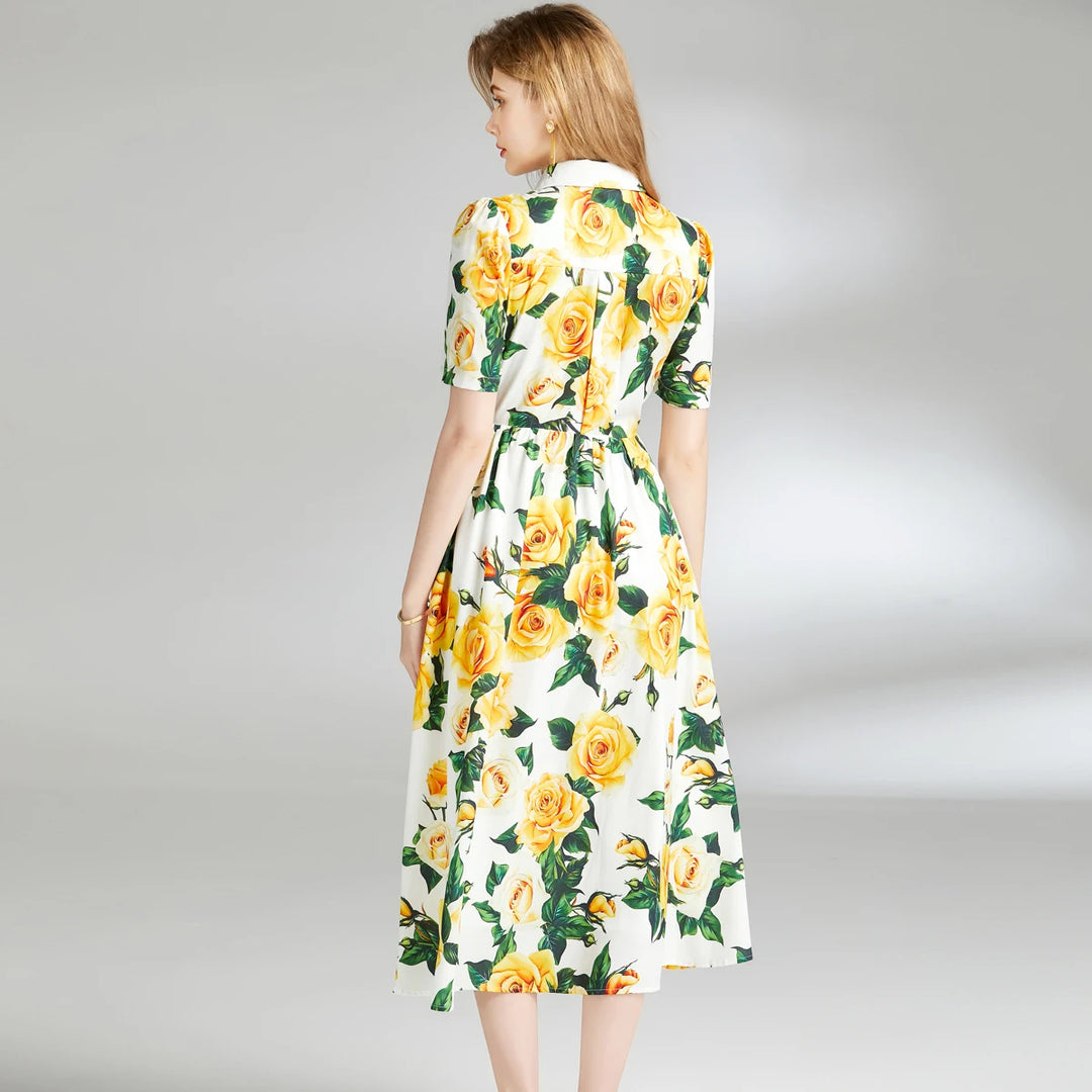 Timeless Elegance Printed Boho Flower Dress