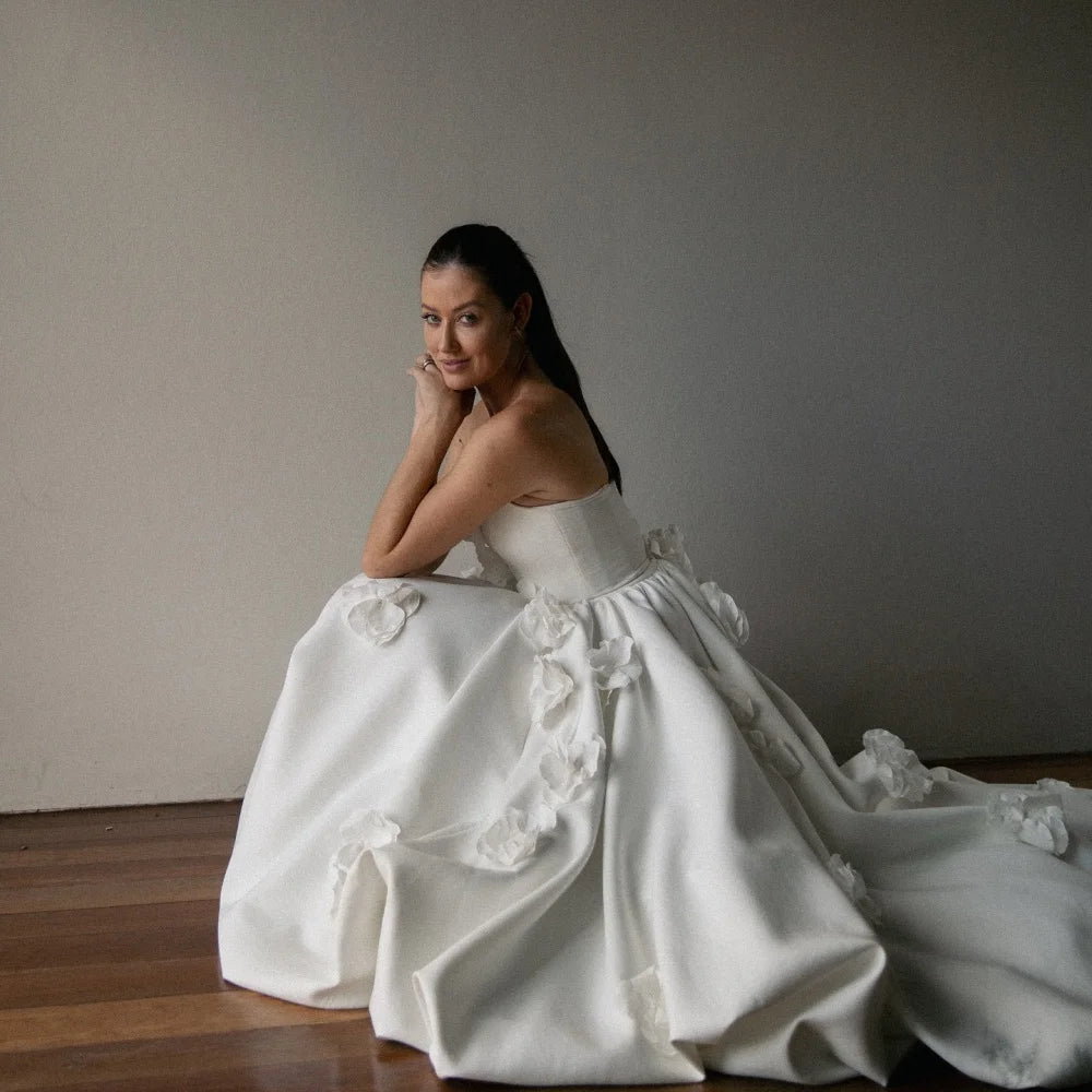 Delightful 3D Floral Wedding Gown