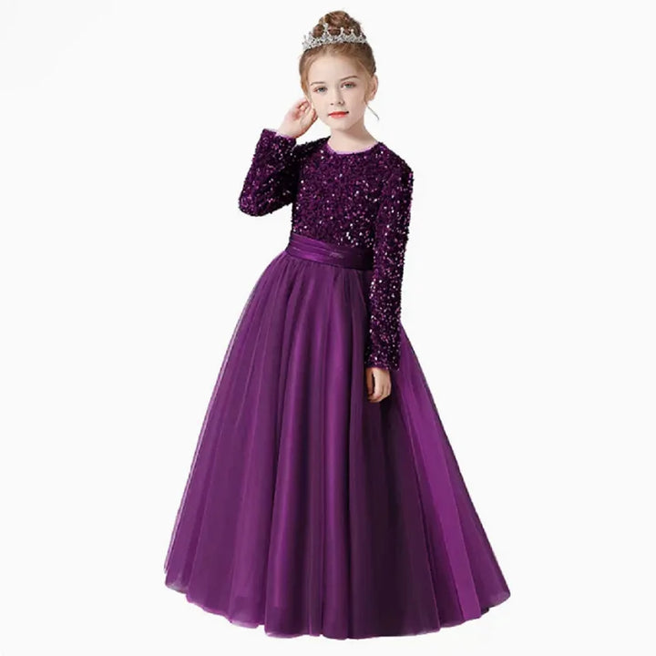 Glittery Sequins Girl's Tulle Party Dress
