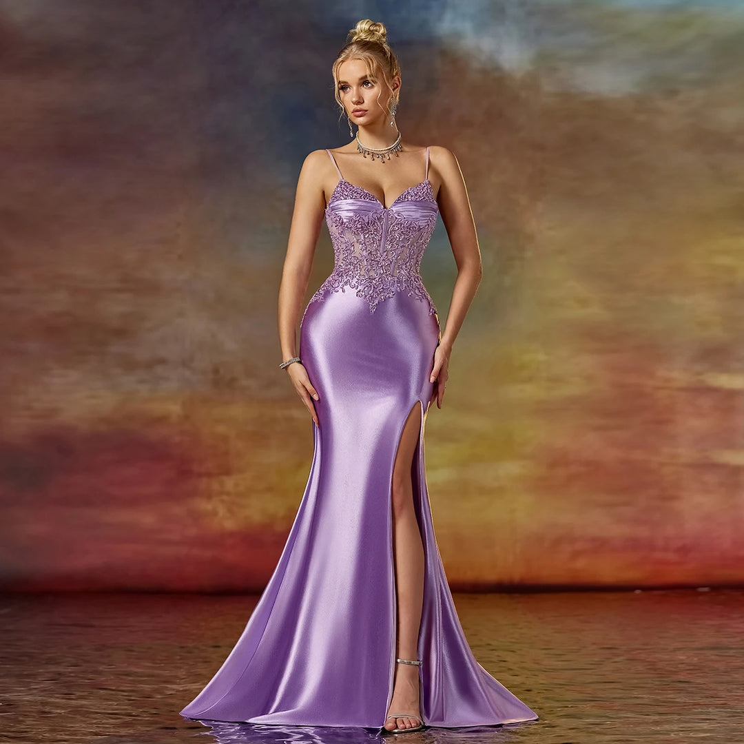 Stunning Spaghetti Straps Evening Party Gown