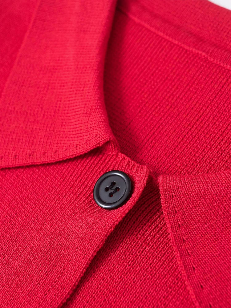 Elegant Lapel Knitted Warm Cardigan