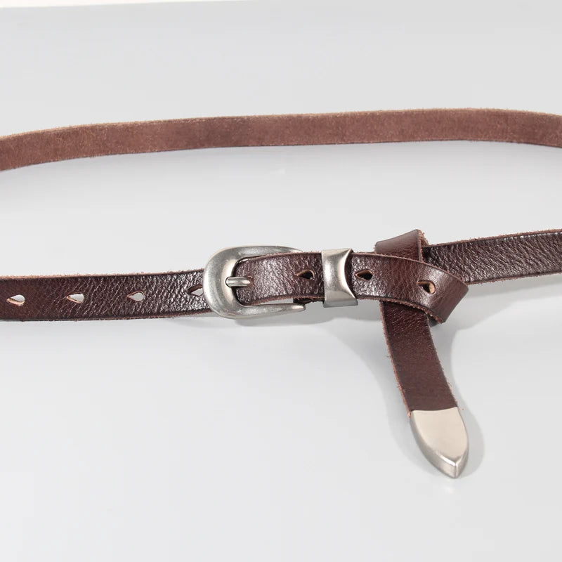 Stylish Soft Leather Narrow Belt