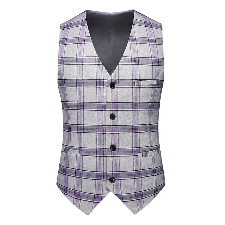 High-End Three-Piece Plaid Business Suit