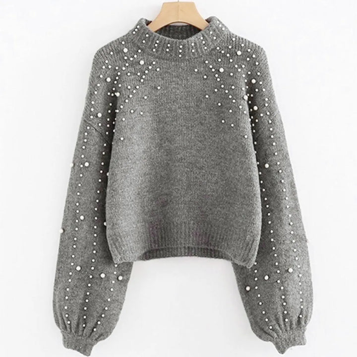 Classic Pearl-Embellished Jumper Sweater