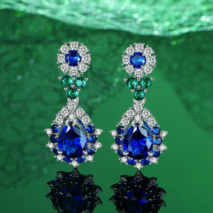 Sterling Silver Sapphire Drop Earrings