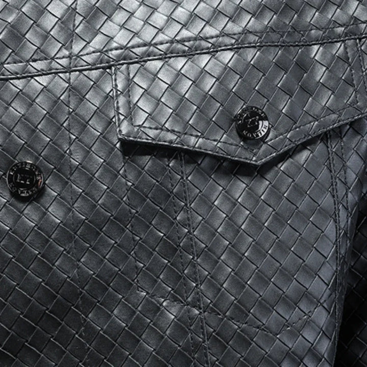 Luxury Woven Faux Leather Coat