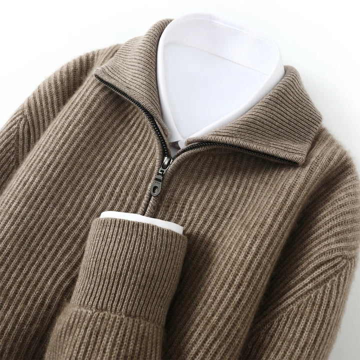 Cardigã de Cashmere Confortável com Zíper Duplo