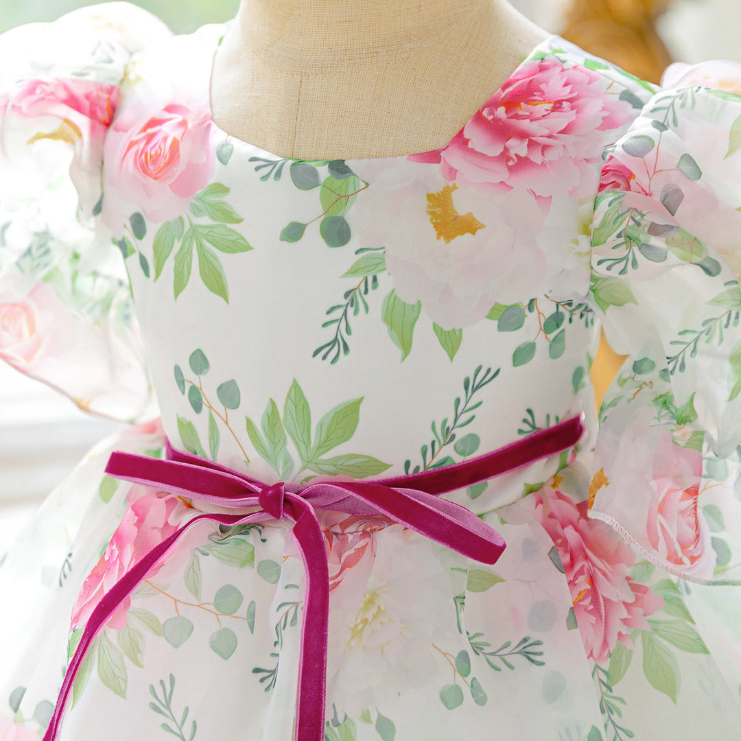 Elegant Printed Flower Toddler Girl&