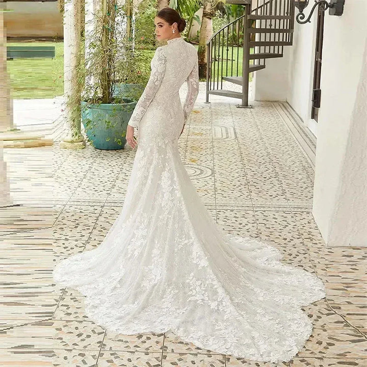 Modish High Neck Wedding Dress