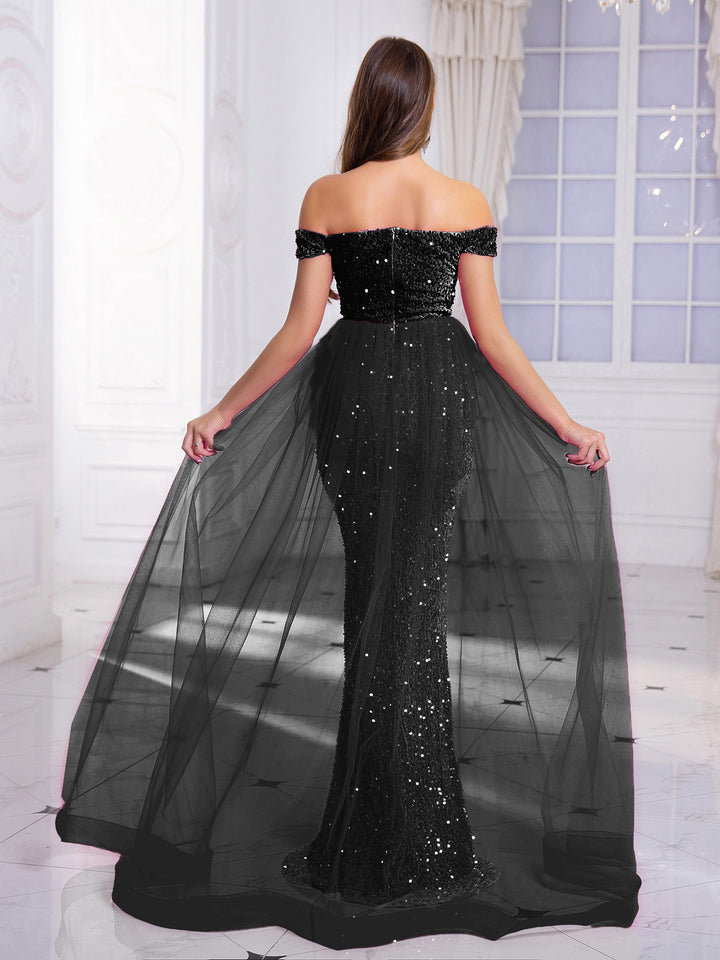 Glamorous Mesh Evening Party Gown