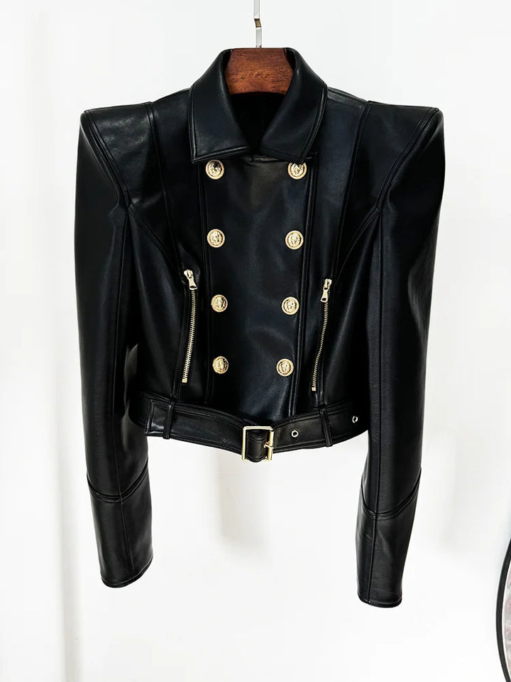 Peak Shoulder Double Breasted Moto Jacket