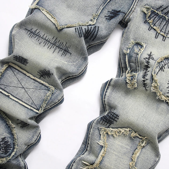 Flared Embroidery Bootcut Jeans Pants